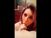 Down on her knees girlfriend knows how to milk his cock and swallow jizz