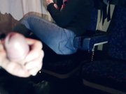 Girl gives a stranger a blowjob in train and swallows his cum