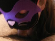 Close up oral sexual intercourse chunky masked spouse sucking his cock